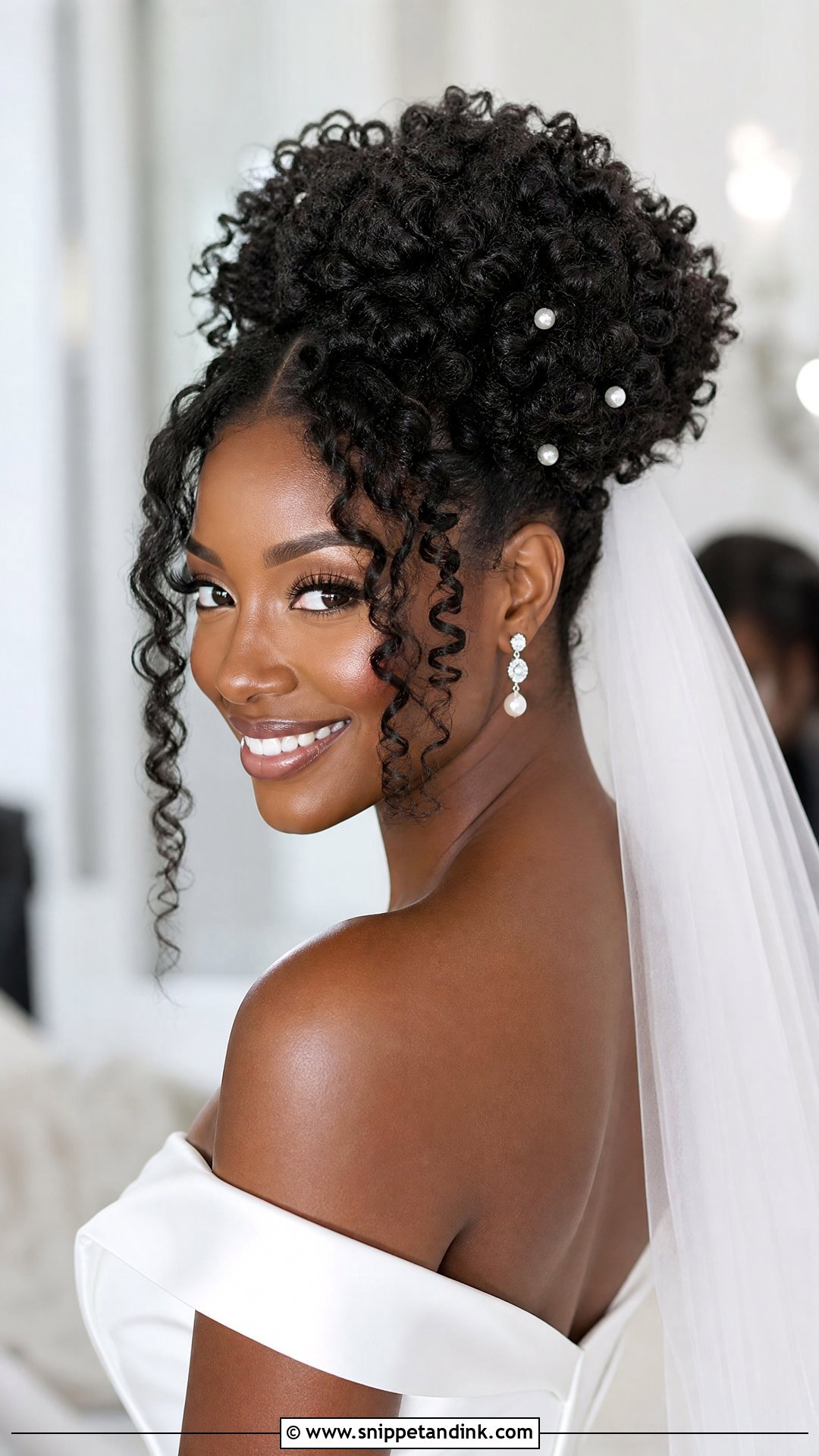 Curly Afro Updo for Black Bride - Snippet and Ink - 20 Natural Wedding Hairstyles Black Bride
