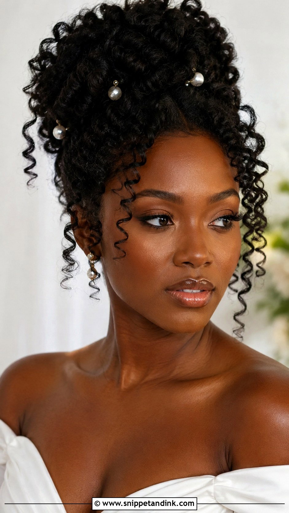 Curly Afro Updo for Black Brides - Snippet and Ink - 30 Black Bridal Hairstyles