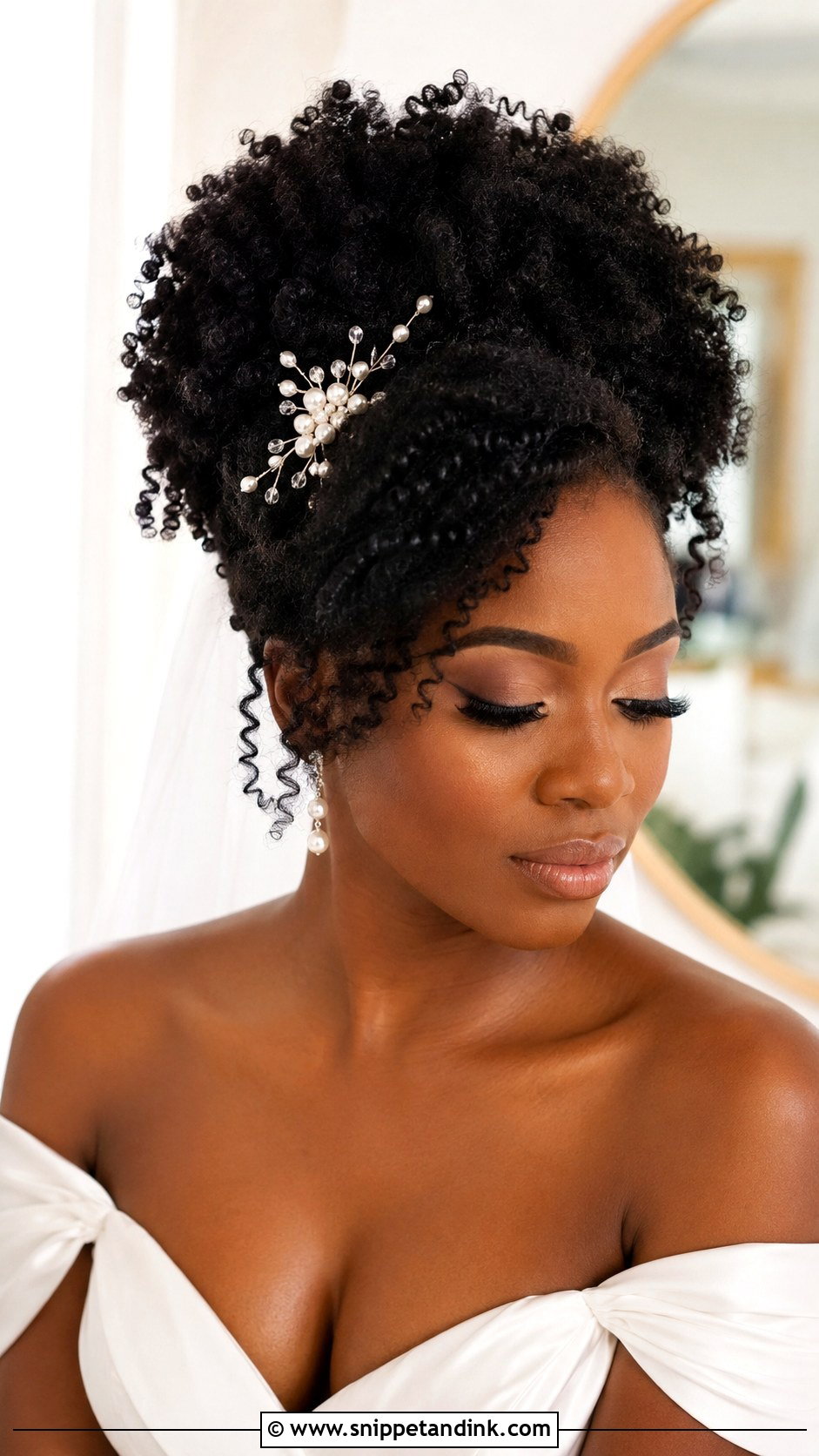 Curly Afro Updo for Black Brides - Snippet and Ink - 20 Bride Hairstyles for Black Women