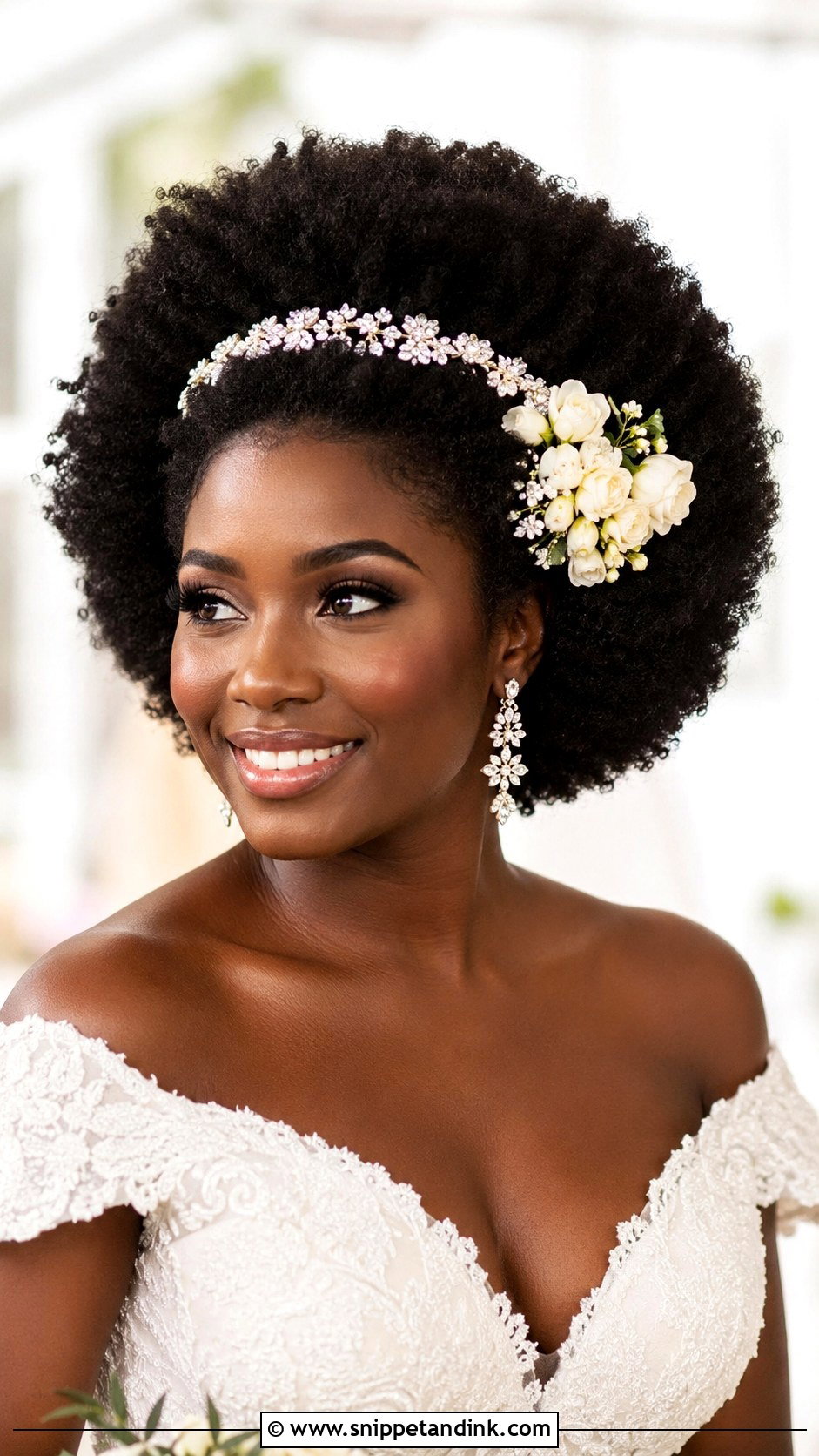 Curly Afro Wedding Hairstyle - Snippet and Ink - 30 Curly Hair Wedding Ideas