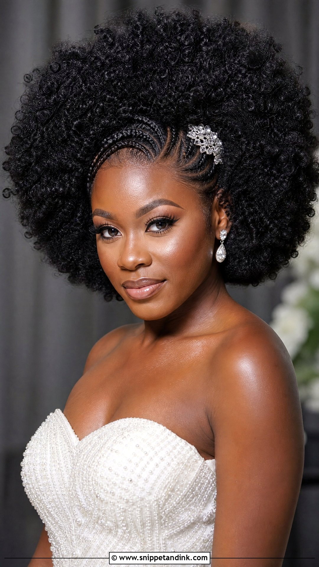 Curly Afro With Embellishments - Snippet and Ink - 20 Wedding Hair Black Hair Ideas
