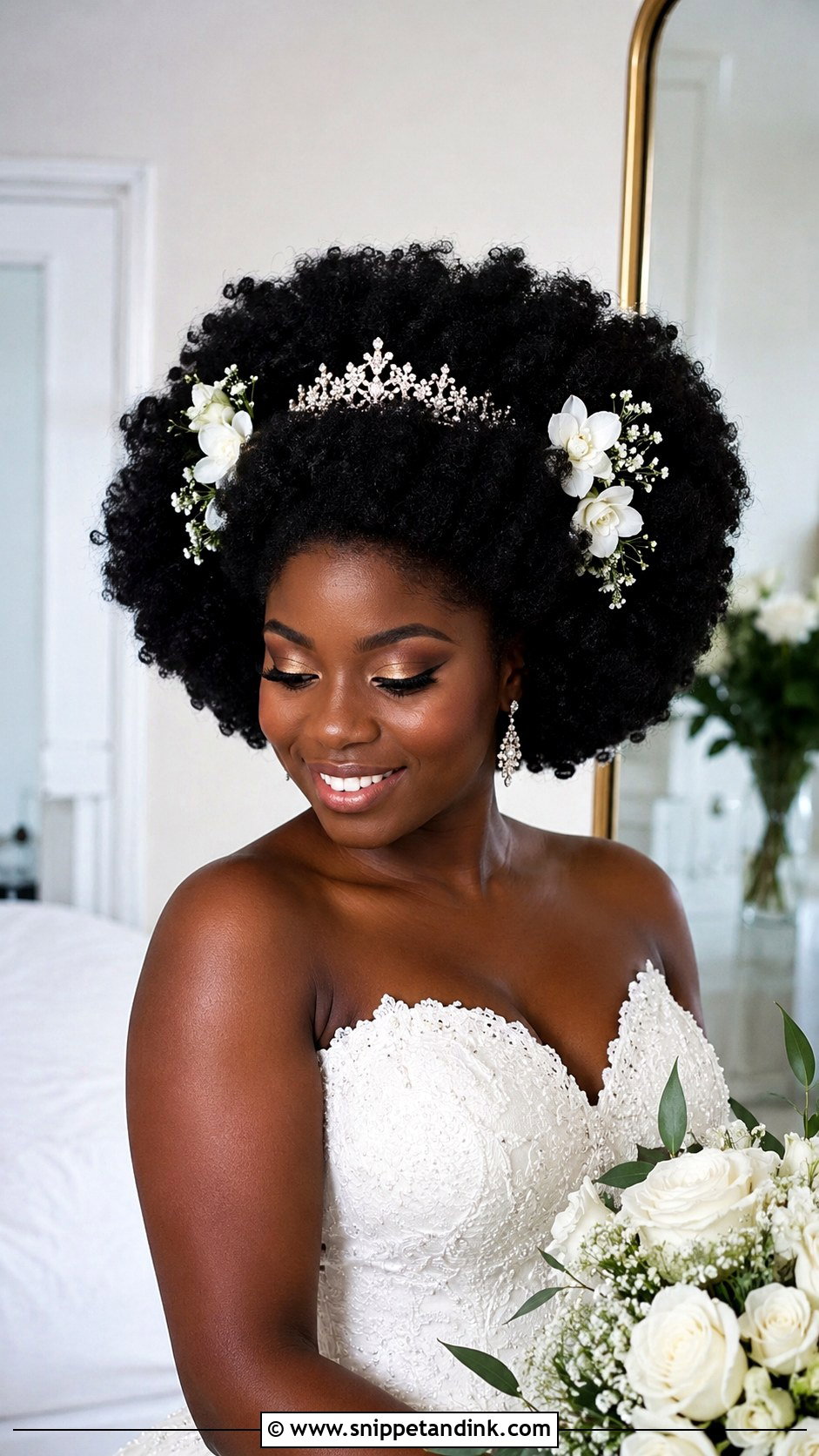 Curly Afro with Hair Accessories - Snippet and Ink - 25 Black Wedding Hairstyles for Bride