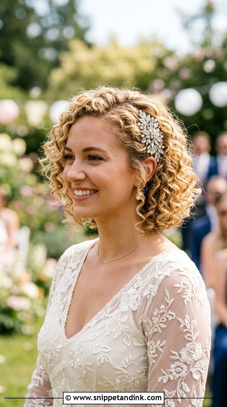 Curly Bob Bridal Hairstyle - Snippet and Ink - 20 Bride Hairstyles for Short Hair