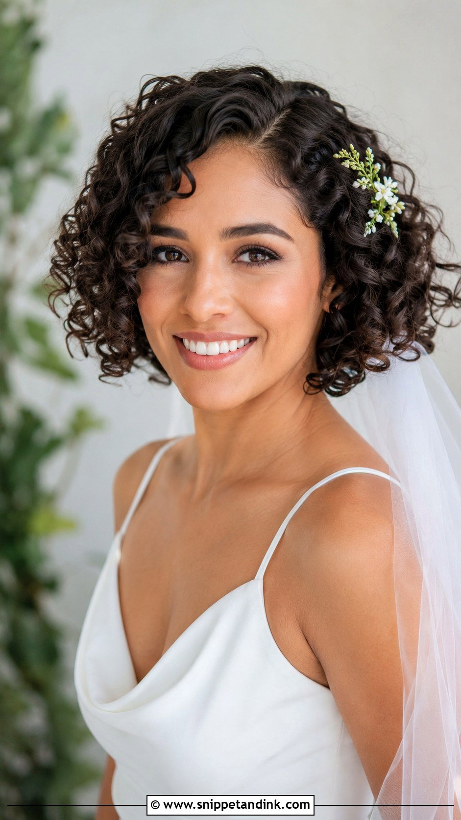 Curly Bob Bridal Hairstyle - Snippet and Ink - 25 Curly Bridal Hairstyles