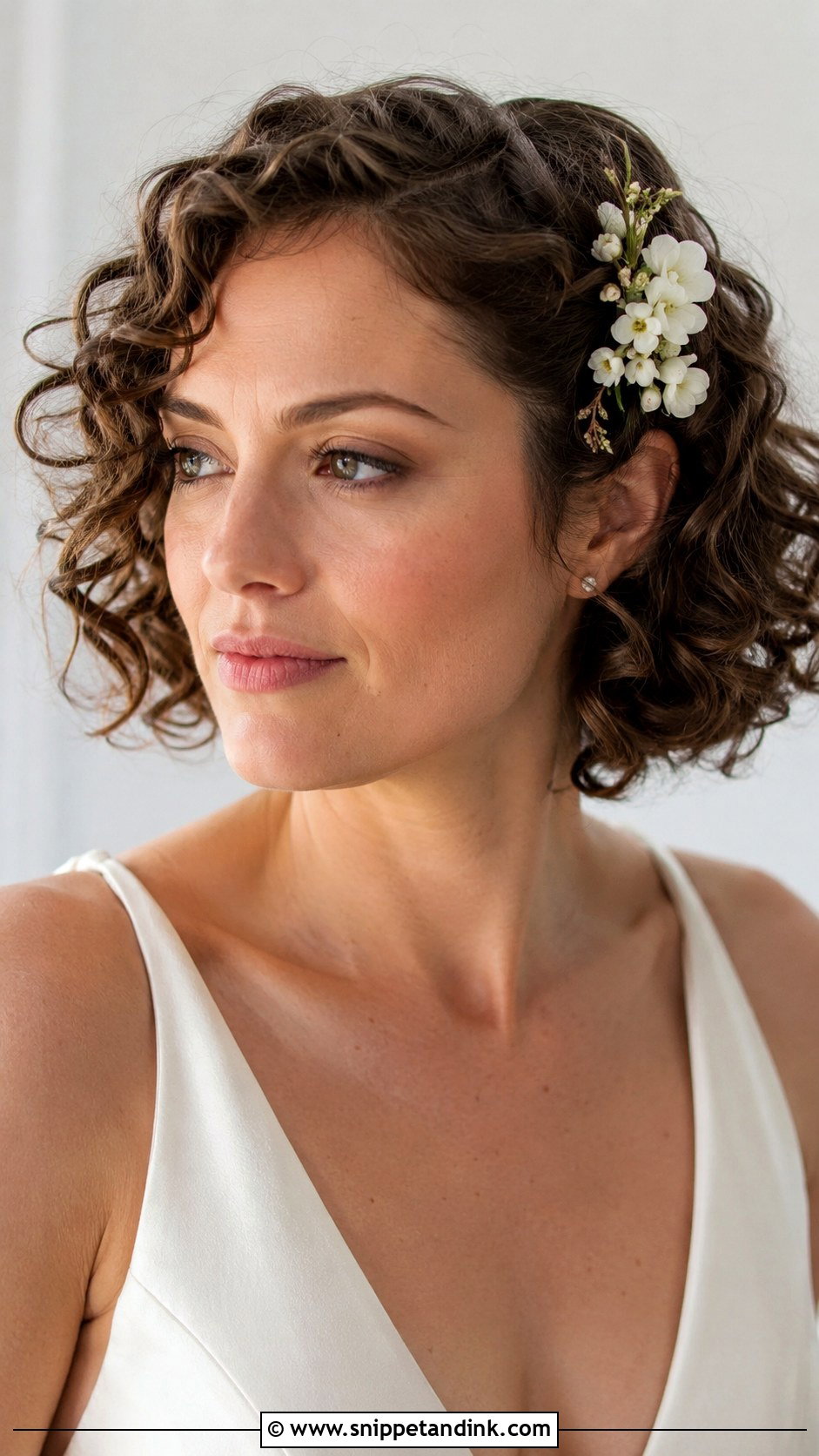 Curly Bob Bridal Hairstyle - Snippet and Ink - 25 Curly Hair Bridal Hairstyles