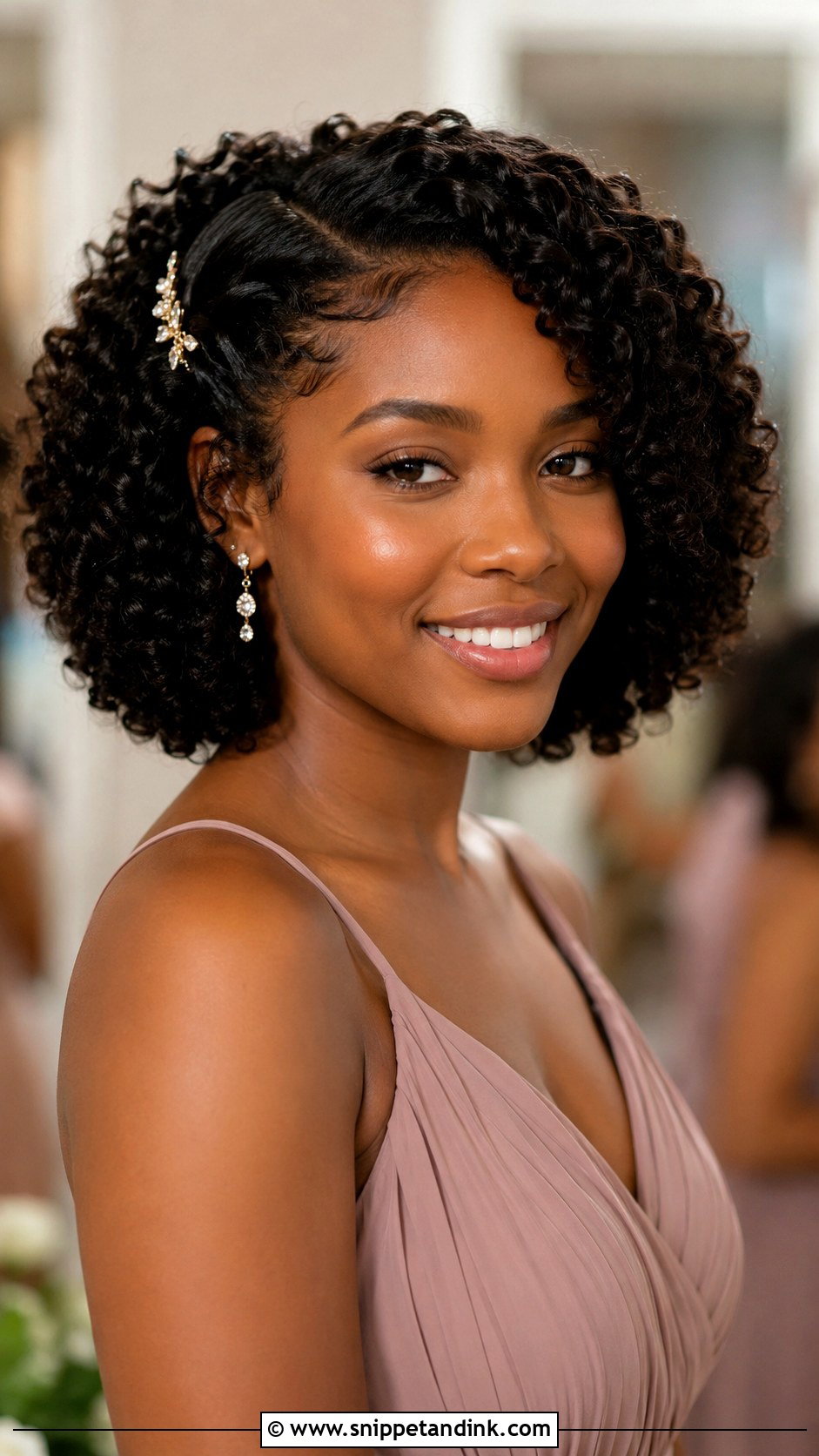 Curly Bob Bridesmaid Hairstyle - Snippet and Ink - 25 Bob Bridesmaid Hairstyles