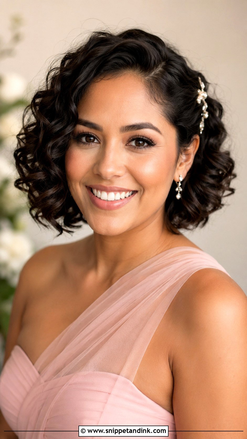 Curly Bob Bridesmaid Hairstyle - Snippet and Ink - 20 Bridesmaids Hairstyles for Short Hair