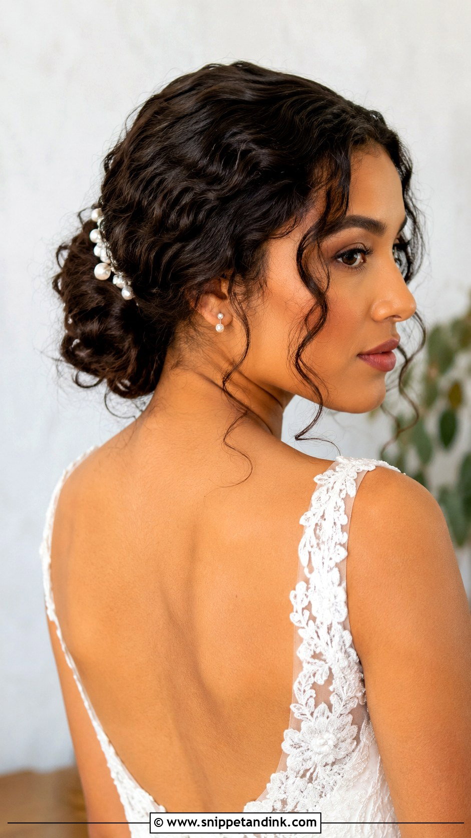 Curly Bob Chignon - Snippet and Ink - 25 Bob Wedding Hair Ideas