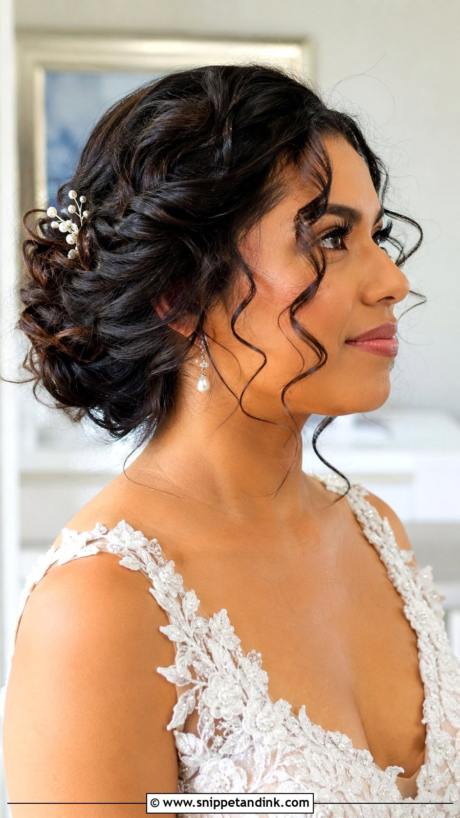 Curly Bob Updo With Twist - Snippet and Ink - 30 Bob Wedding Hairstyles