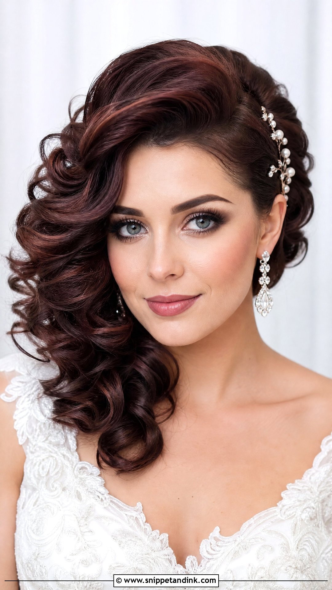 Curly Bob Wedding Hair With Deep Side Sweep - Snippet and Ink - 15 Curly Bob Wedding Hairstyles