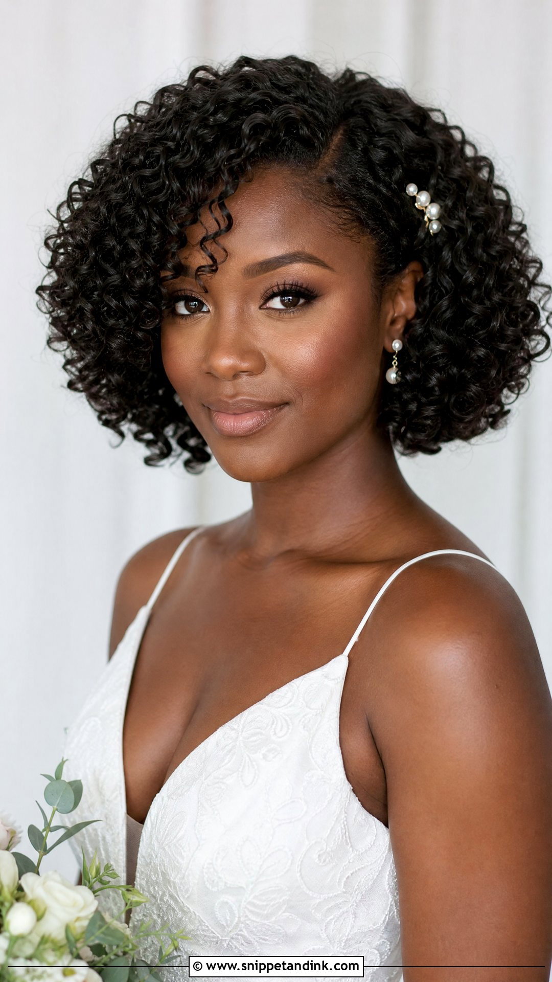 Curly Bob Wedding Hair With Natural Curls - Snippet and Ink - 15 Curly Bob Wedding Hairstyles