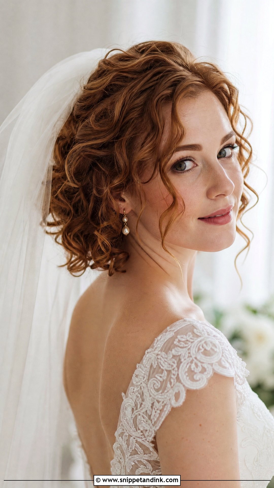Curly Bob Wedding Hair With Veil - Snippet and Ink - 15 Curly Bob Wedding Hairstyles