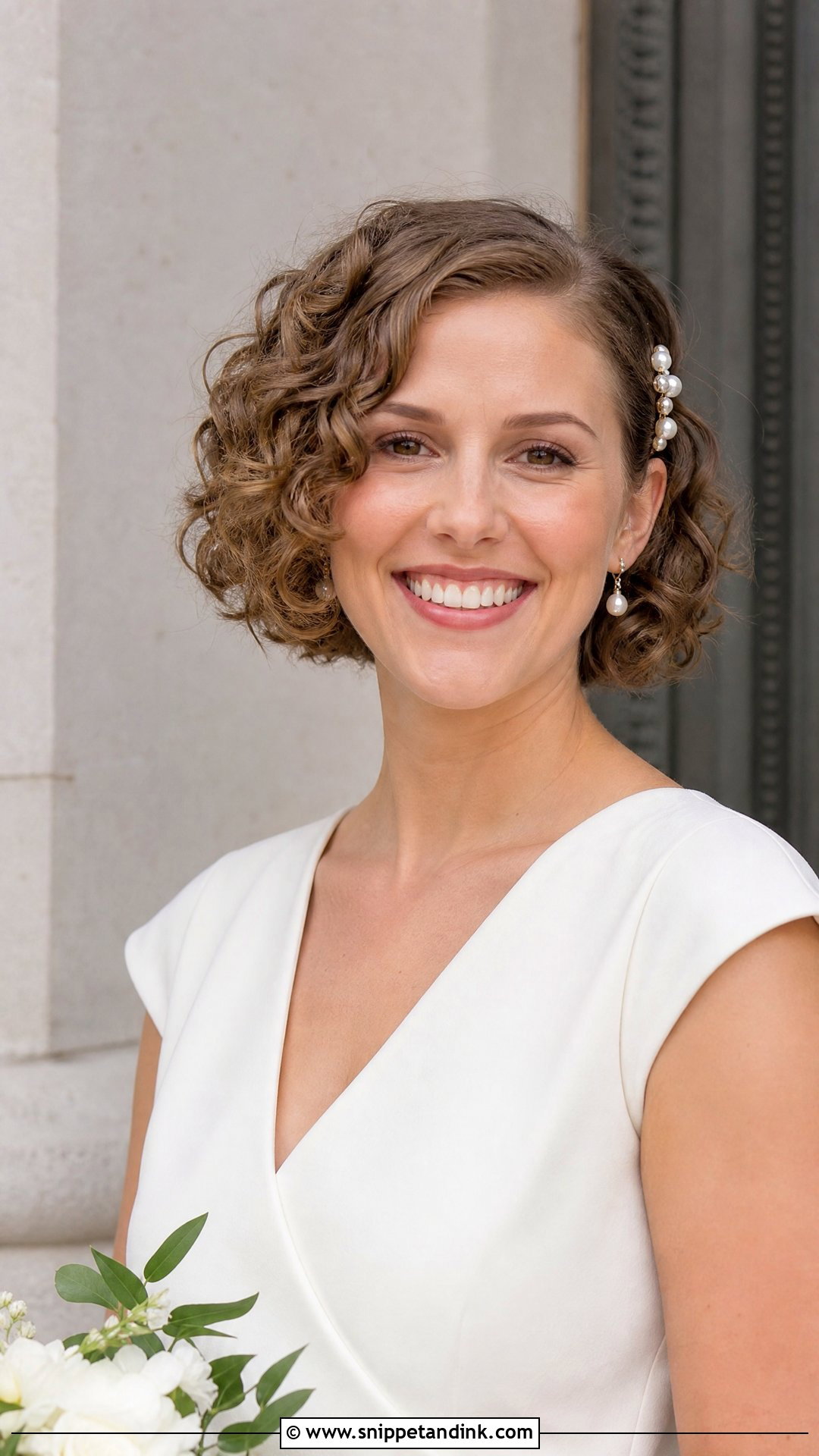 Curly Bob Wedding Hairstyle - Snippet and Ink - 15 Curly Hair Wedding Hairstyle Ideas