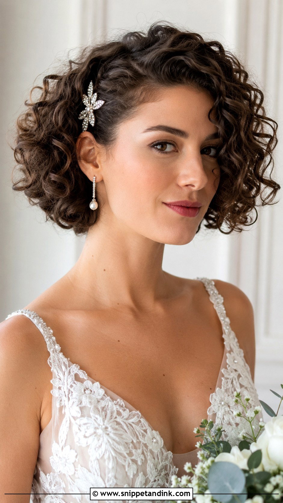 Curly Bob Wedding Hairstyle - Snippet and Ink - 20 Simple Curly Wedding Hairstyles