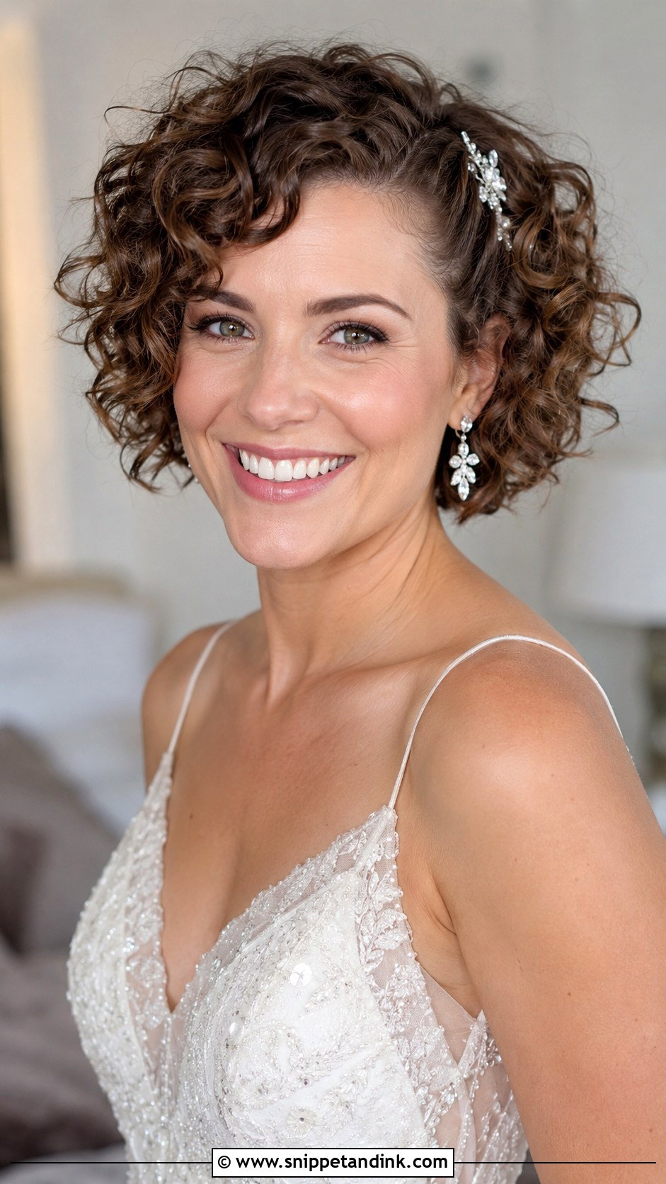 Curly Bob Wedding Hairstyle - Snippet and Ink - 25 Curly Hair Wedding Hairstyles