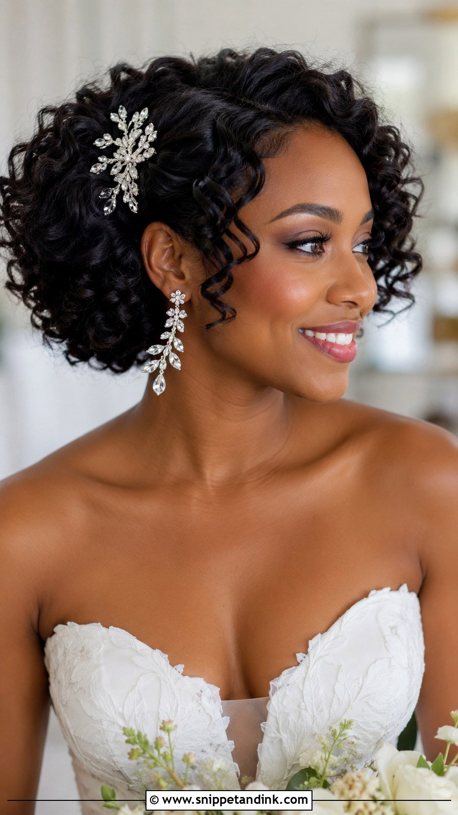 Curly Bob Wedding Hairstyle - Snippet and Ink - 25 Natural Curls Wedding Hair