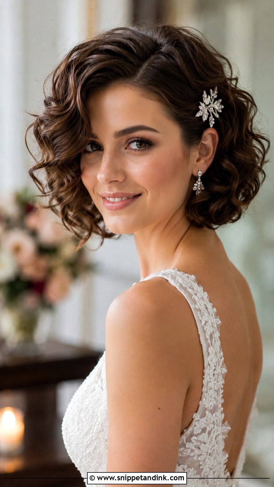 Curly Bob Wedding Hairstyle - Snippet and Ink - 30 Curls Hairstyles for Wedding