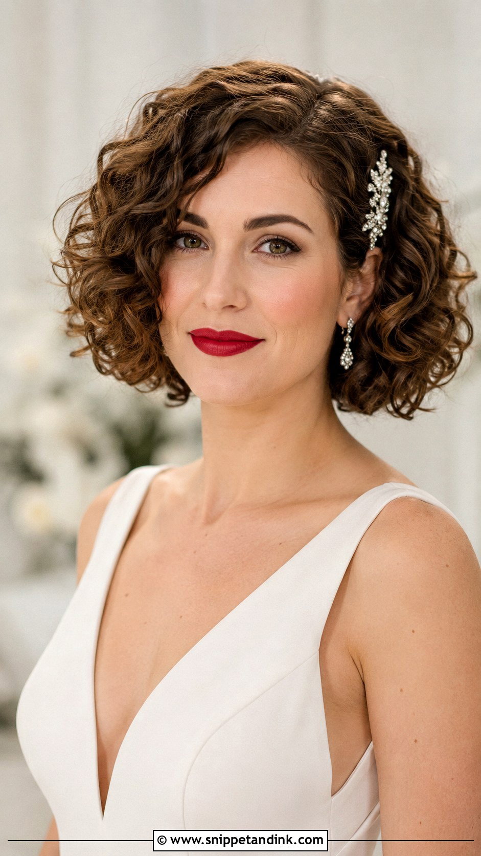 Curly Bob Wedding Hairstyle - Snippet and Ink - 30 Curly Wedding Hairstyles