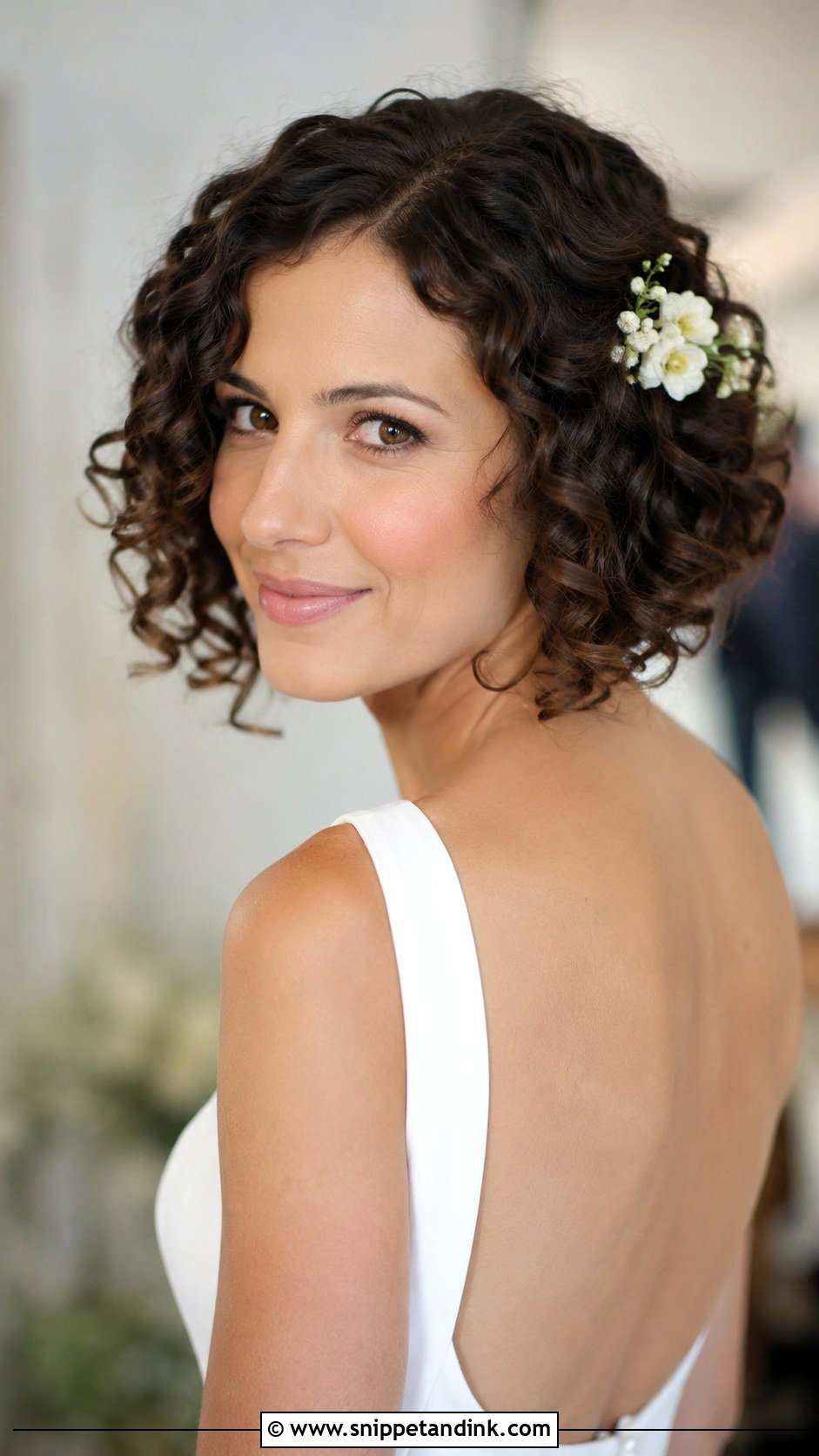 Curly Bob Wedding Hairstyle - Snippet and Ink - 20 Bride with Curly Hair Ideas