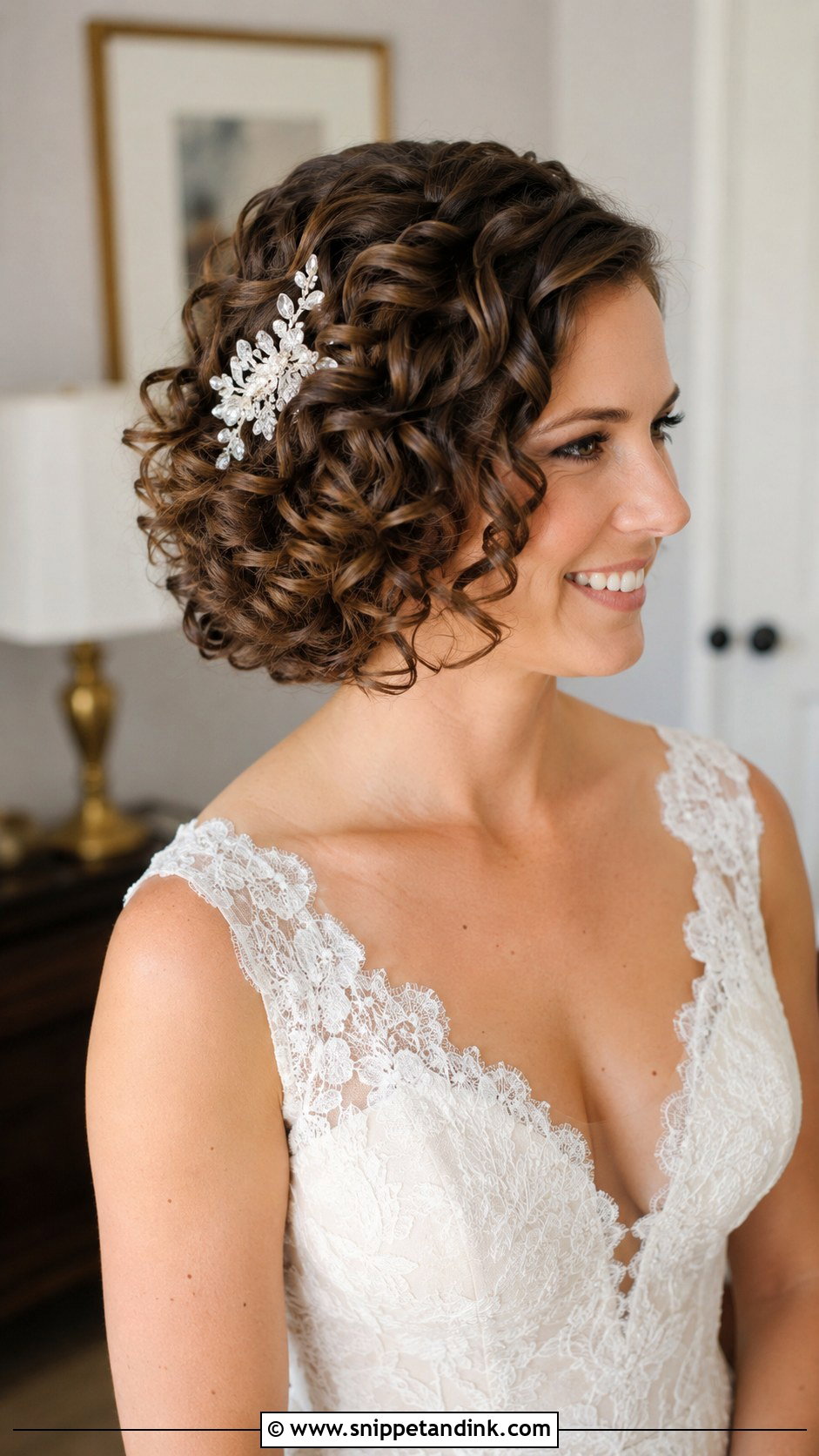 Curly Bob Wedding Hairstyle - Snippet and Ink - 20 Hairdos for Short Hair Wedding