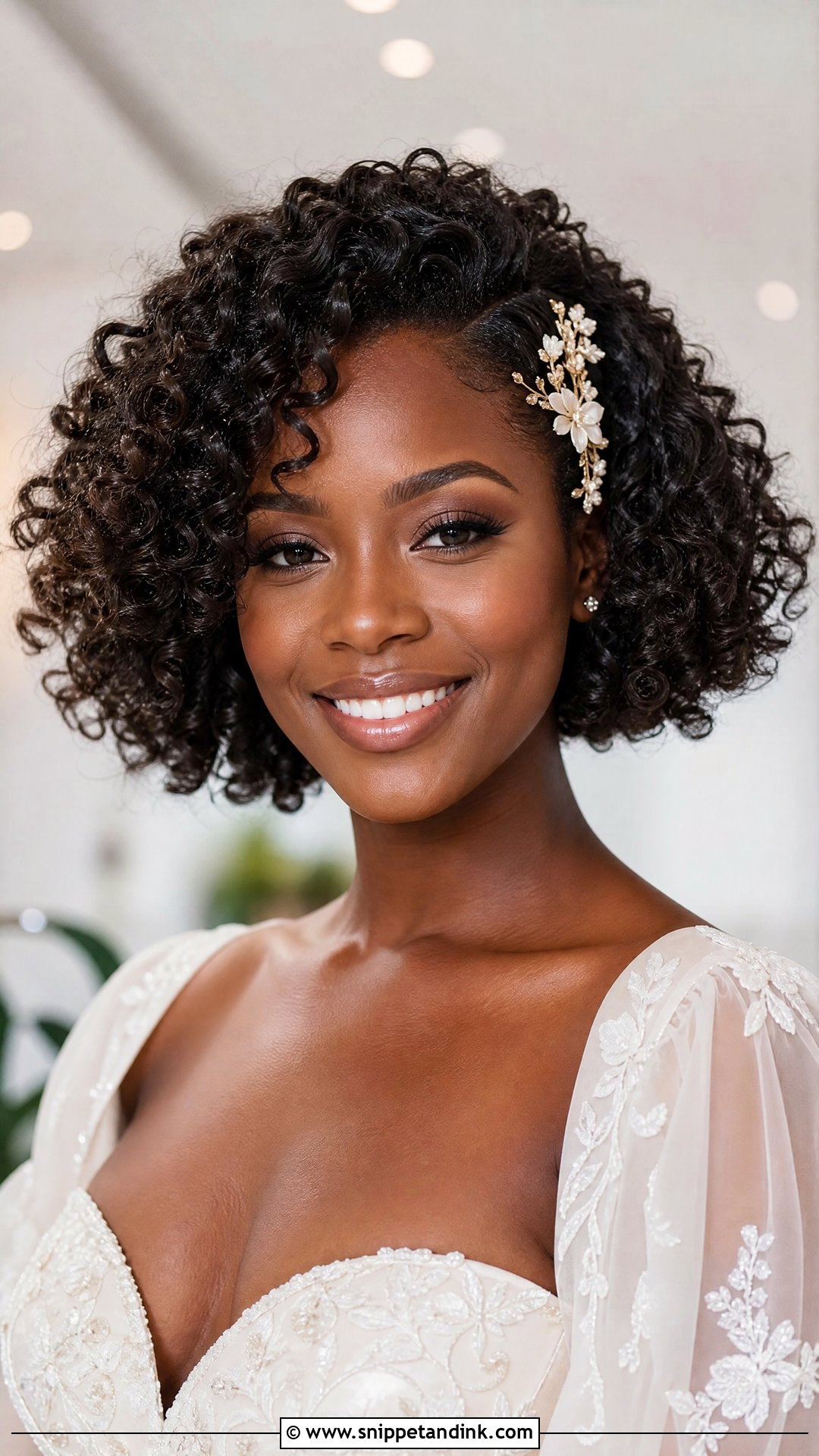 Curly Bob Wedding Hairstyle - Snippet and Ink - 15 Bob Haircut Wedding Hairstyles