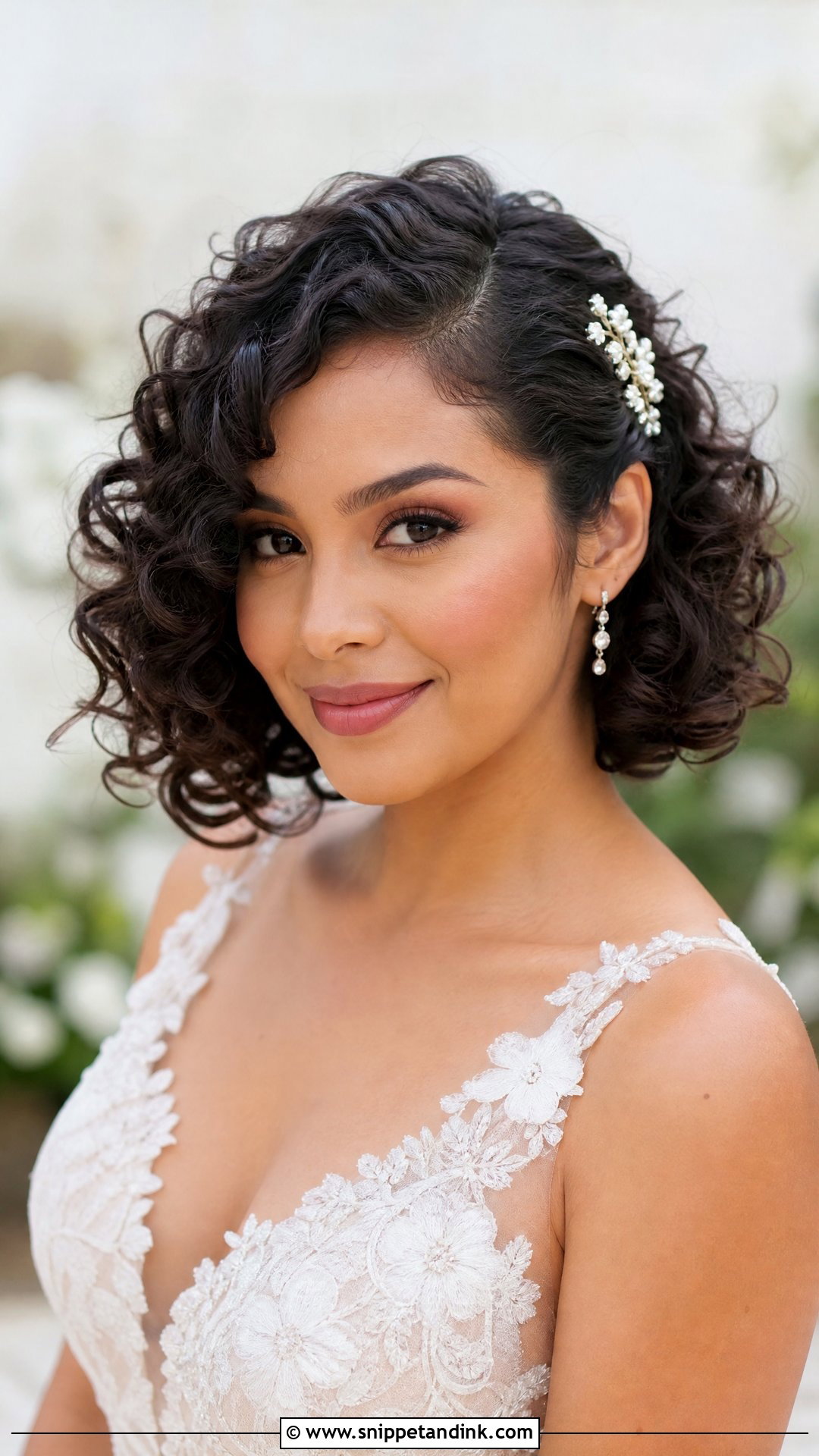 Curly Bob Wedding Style - Snippet and Ink - 20 Short Hair Wedding Hairstyles the Bride