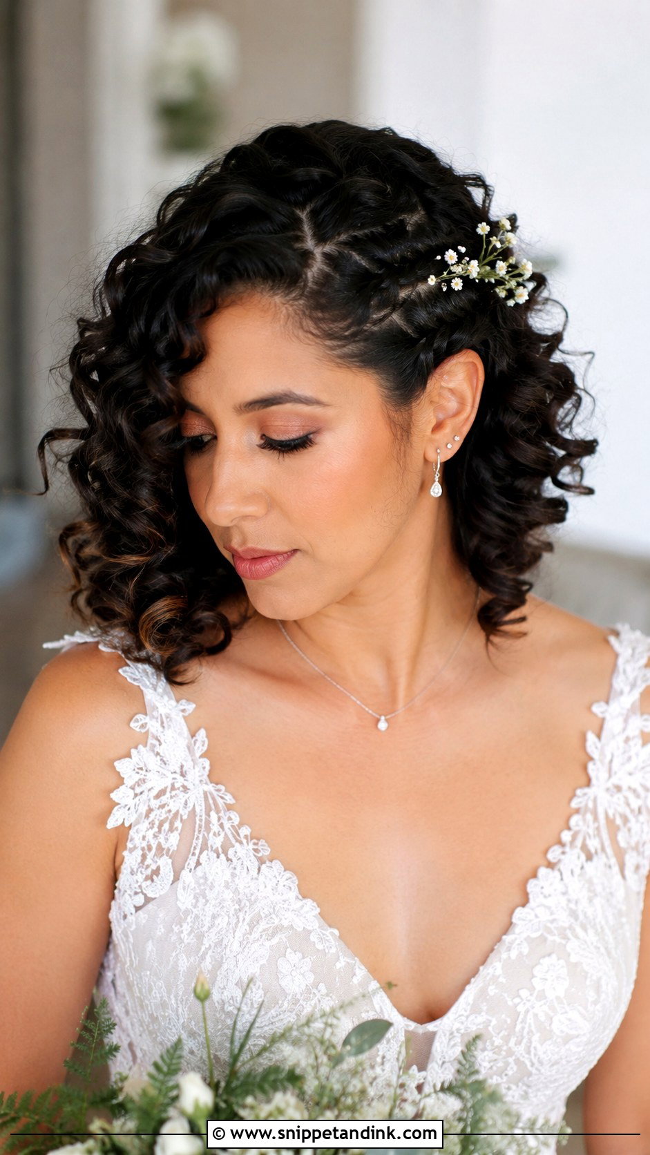 Curly Bob With Braided Side - Snippet and Ink - 20 Short Curly Hairstyles for Wedding