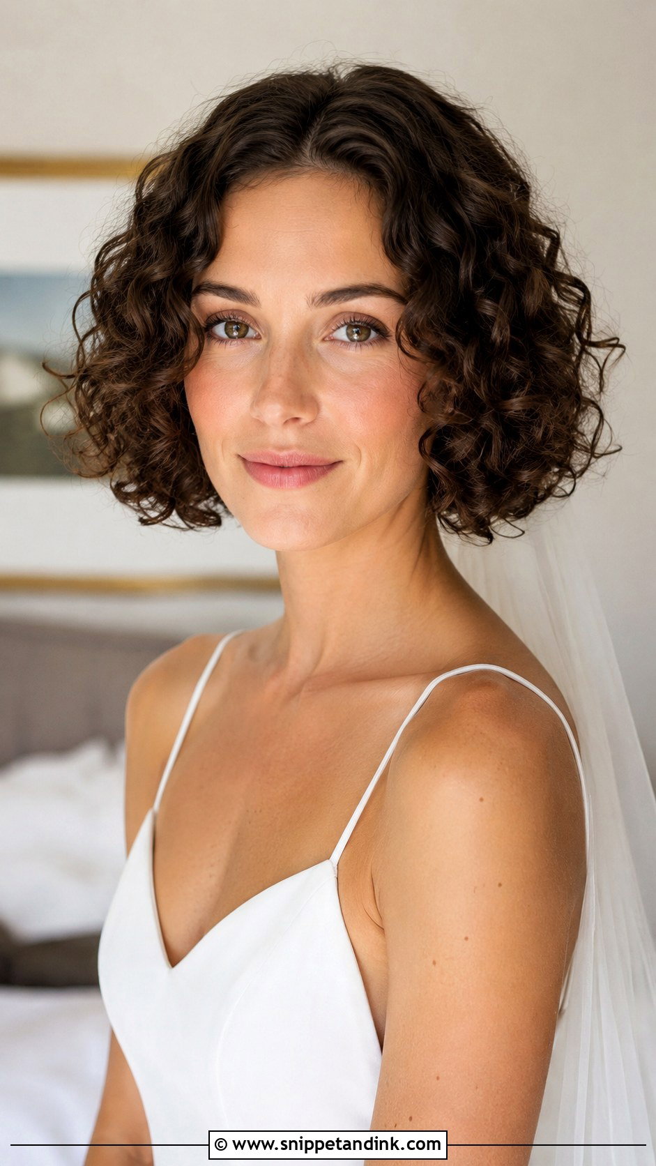 Curly Bob With Center Part - Snippet and Ink - 25 Short Curly Bridal Hair Ideas