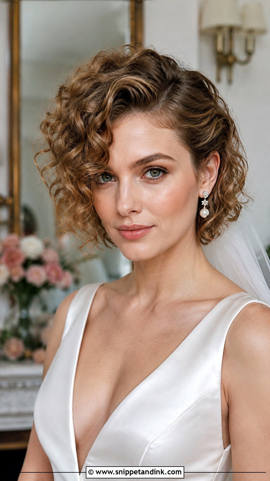 Curly Bob With Deep Side Part - Snippet and Ink - 20 Short Curly Hairstyles for Wedding