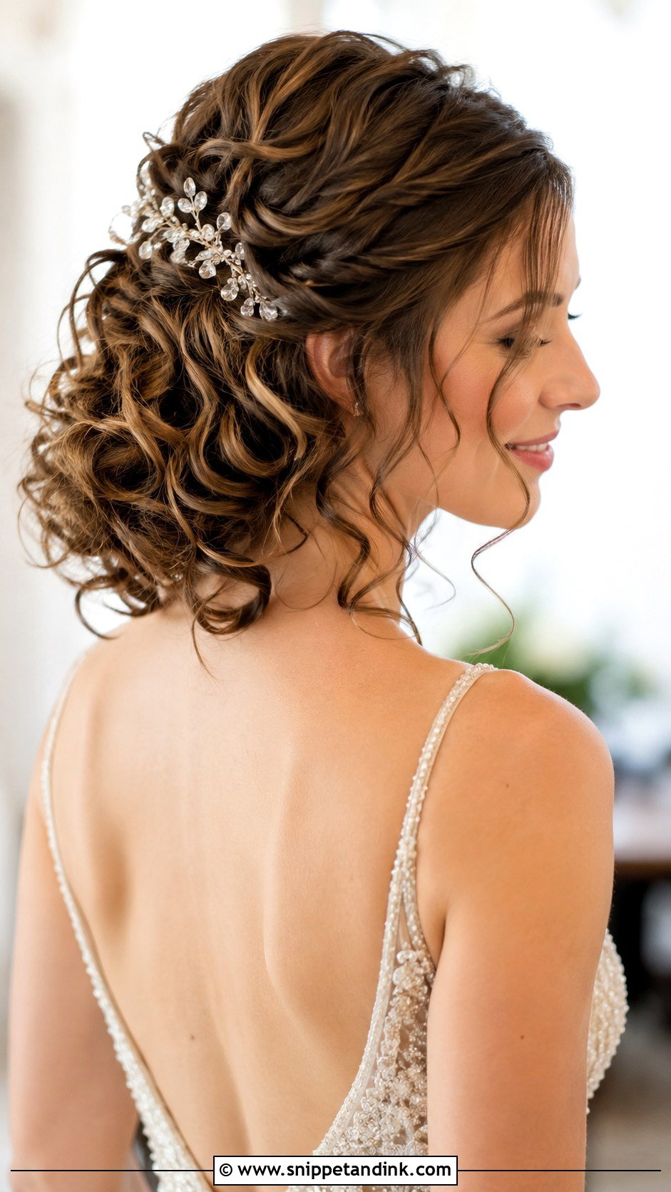 Curly Bob With Half Up Twist - Snippet and Ink - 35 Wedding Hairstyles for Short Hair