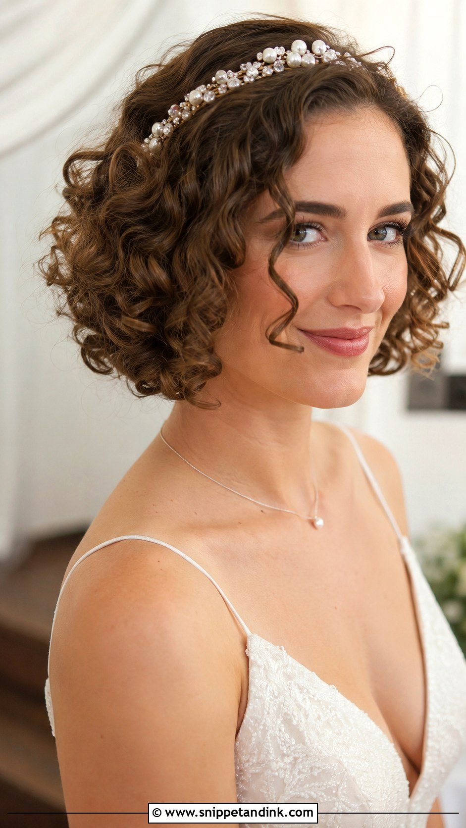 Curly Bob With Headband - Snippet and Ink - 20 Short Hair Curls Wedding