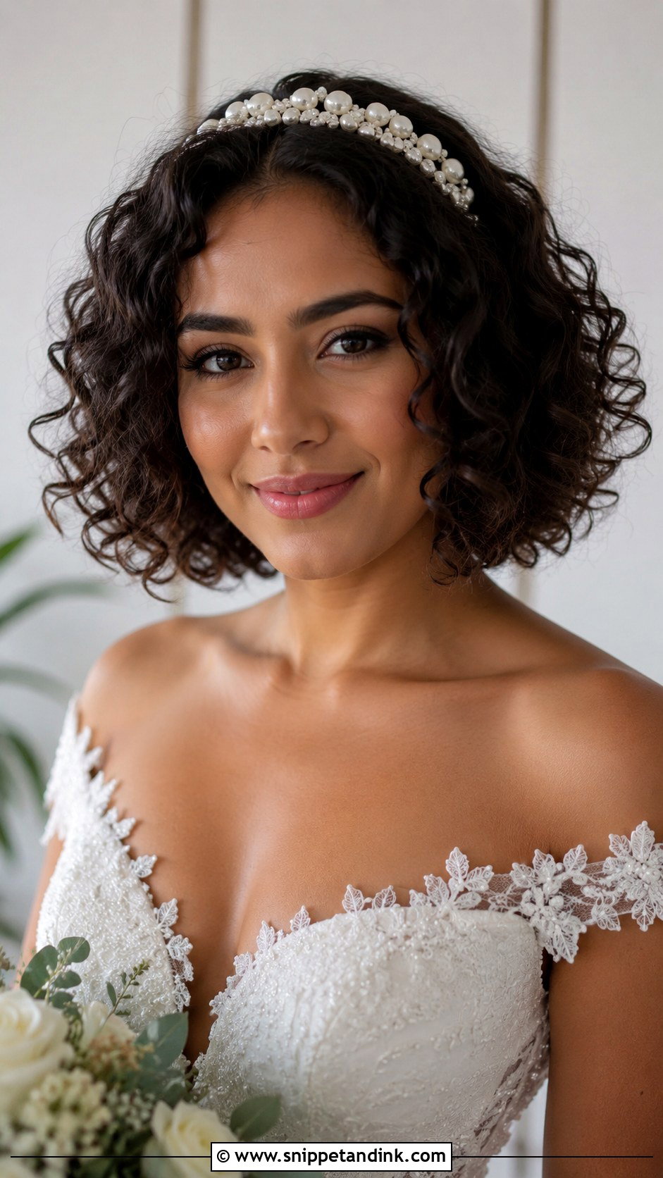 Curly Bob With Headband - Snippet and Ink - 25 Bob Wedding Hair Ideas