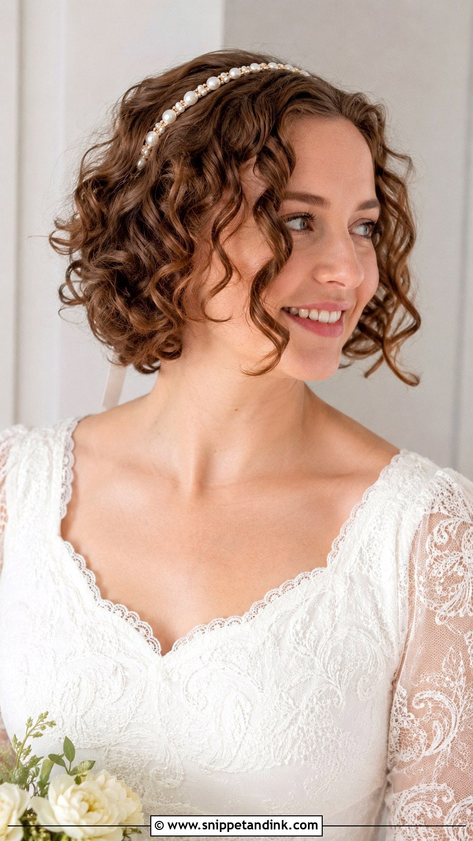 Curly Bob With Headband - Snippet and Ink - 20 50s Wedding Hair Ideas