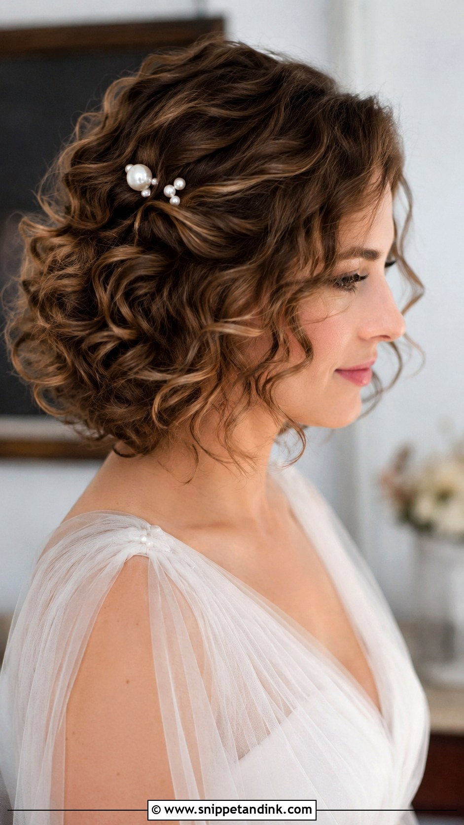 Curly Bob With Pins - Snippet and Ink - 25 Simple Wedding Hairstyles for Short Hair
