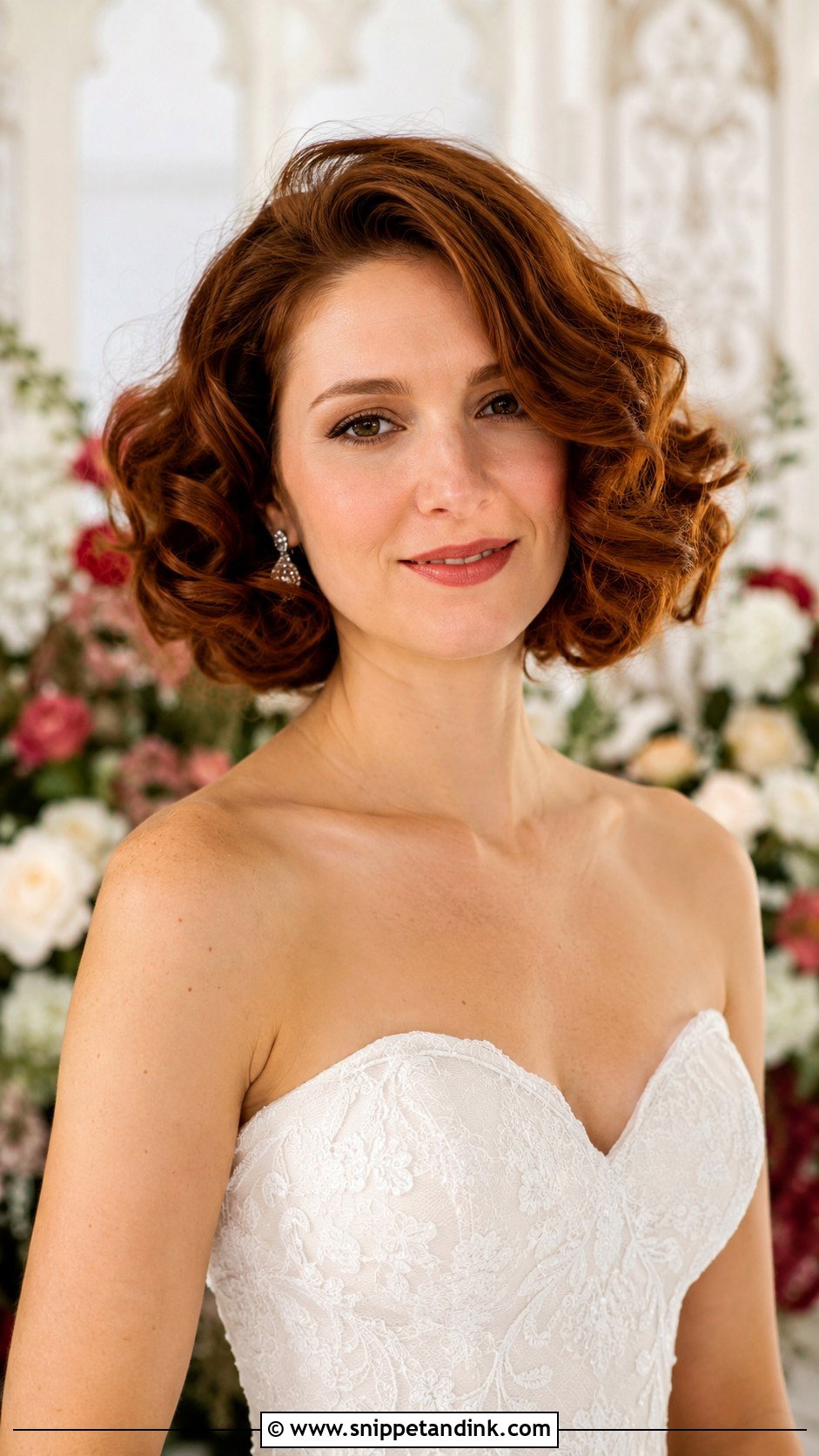 Curly Bob With Romantic Waves - Snippet and Ink - 35 Wedding Hairstyles for Short Hair