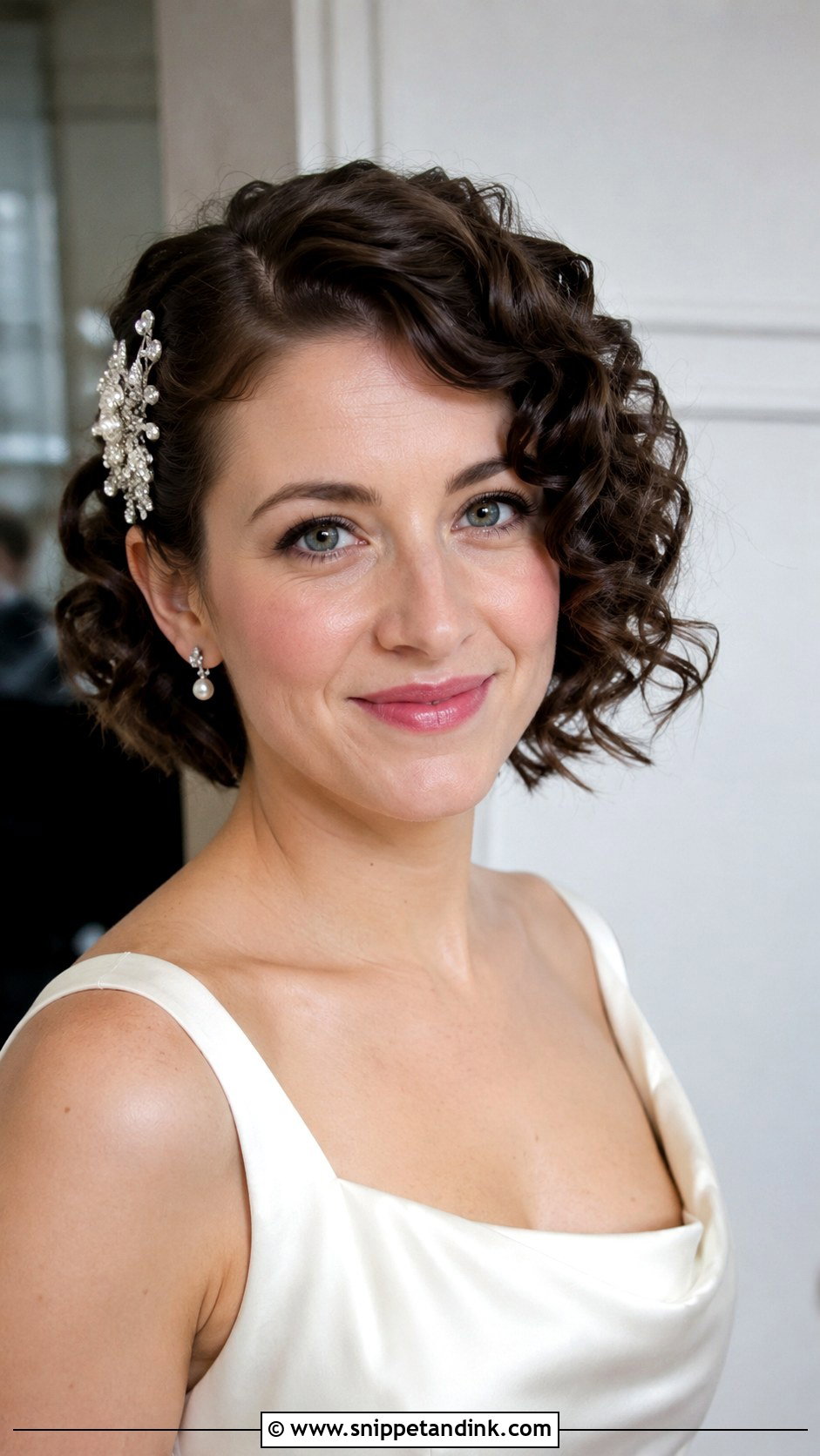 Curly Bob With Side Part - Snippet and Ink - 25 Short Curly Bridal Hair Ideas