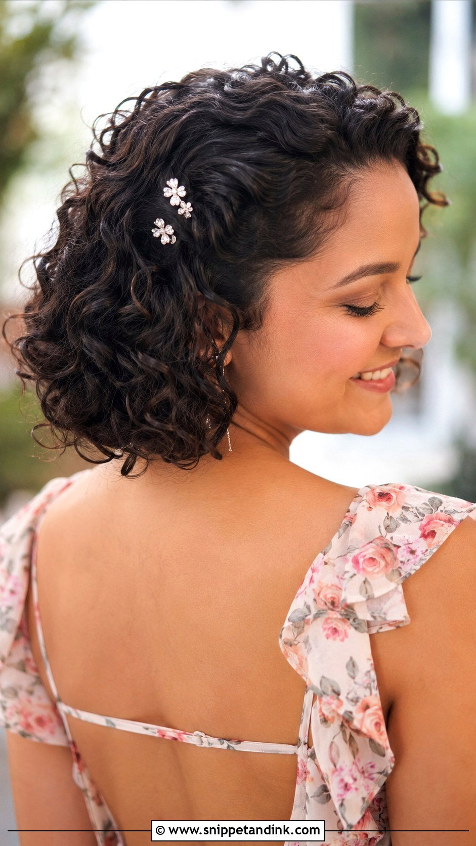Curly Bob With Side Pins - Snippet and Ink - 25 Short Hair Wedding Guest Ideas