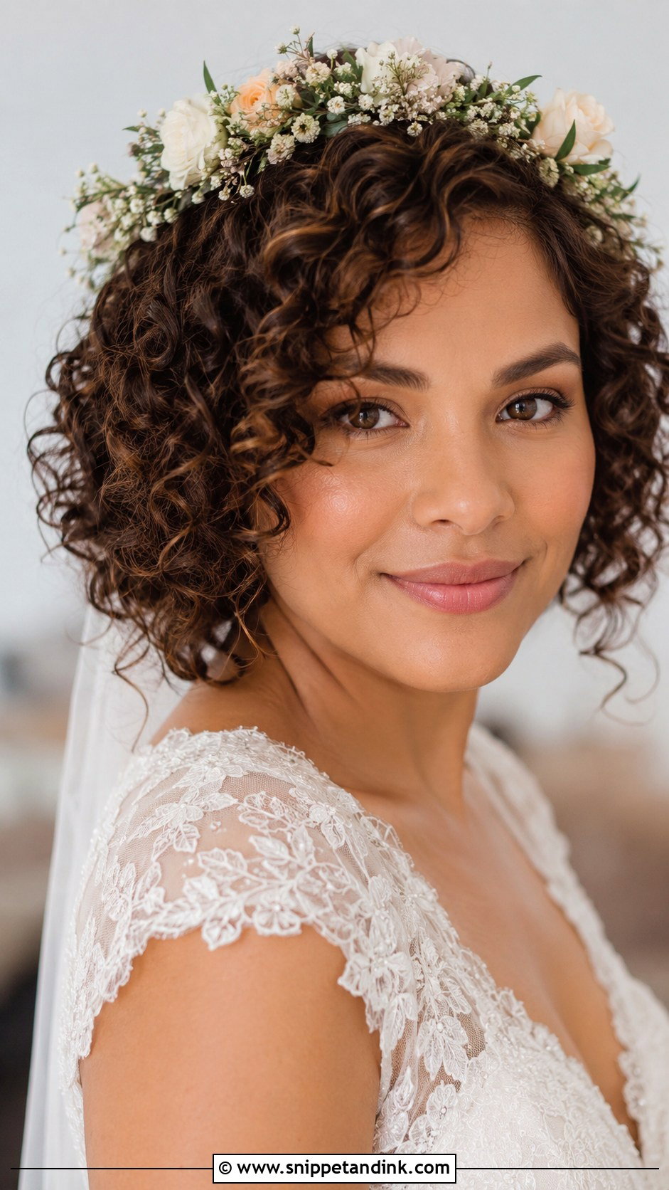 Curly Bob for Wedding Day - Snippet and Ink - 30 Short Hair Wedding Ideas