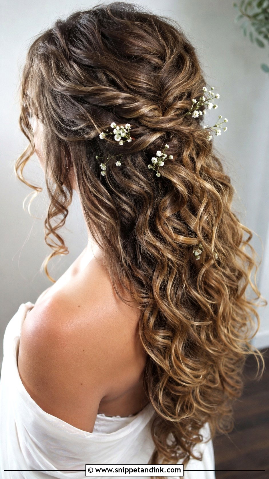 Curly Bohemian Half Up - Snippet and Ink - 25 Curly Bride Hairstyles