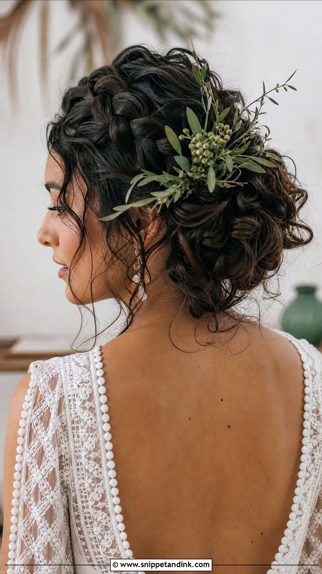 Curly Boho Braid Updo - Snippet and Ink - 20 Curly Hairstyles Wedding the Bride