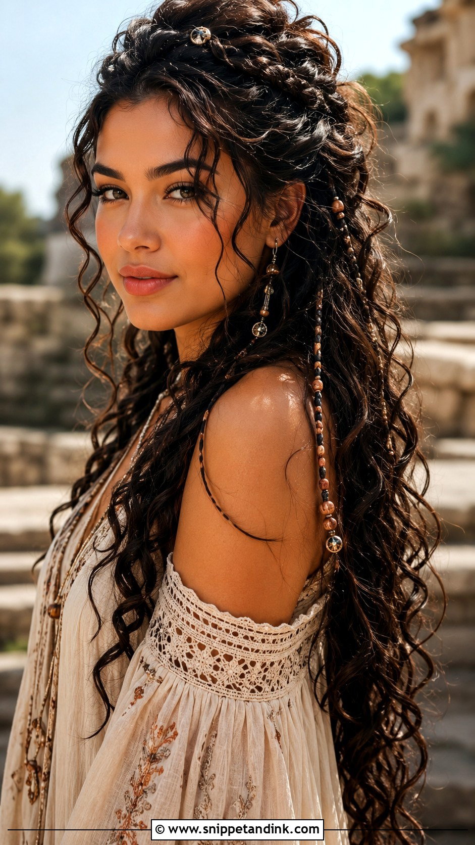 Curly Boho Half Up Style - Snippet and Ink - 30 Wedding Hairstyles for Curly Hair