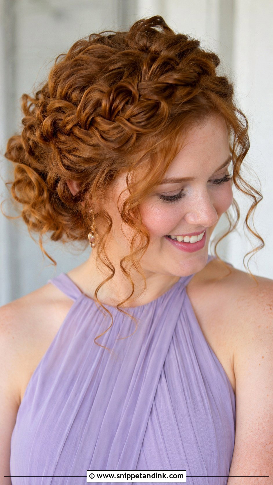 Curly Braided Crown Bridesmaid Hair - Snippet and Ink - 20 Naturally Curly Bridesmaid Hairstyles
