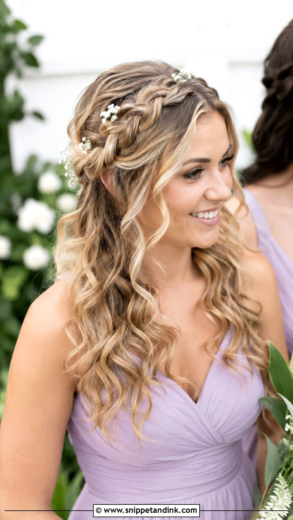 Curly Braided Crown Bridesmaid Hair - Snippet and Ink - 20 Curly Hairstyles for Bridesmaids