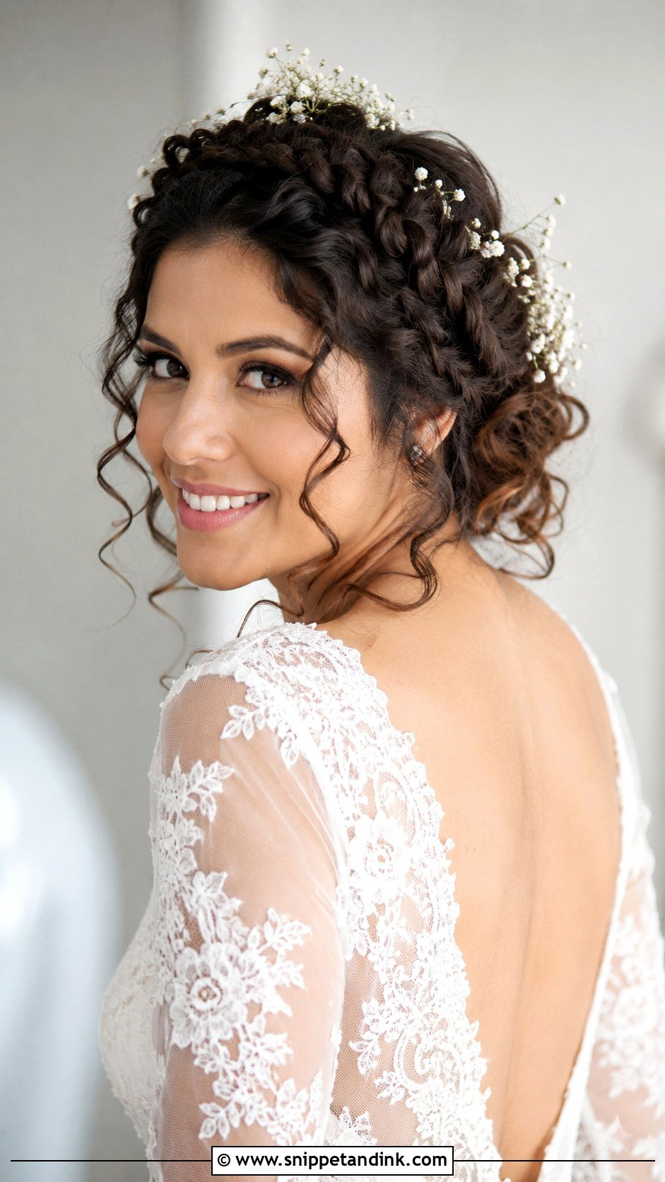 Curly Braided Crown Hairstyle - Snippet and Ink - 25 Long Curly Hairstyles for Wedding