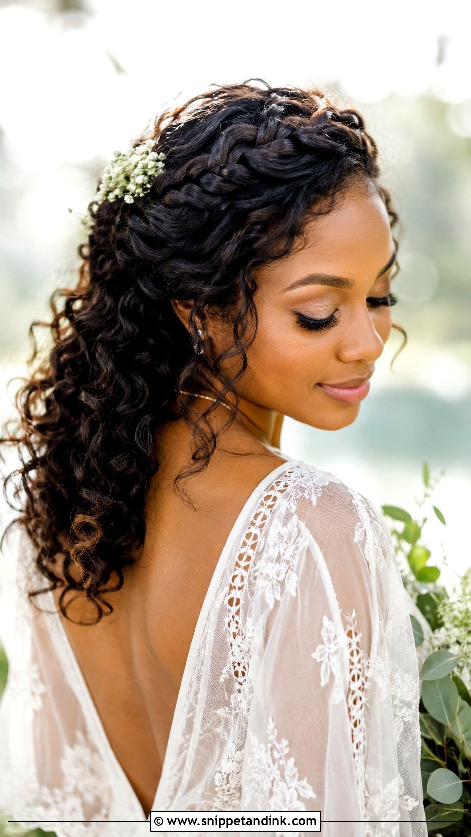 Curly Braided Crown Wedding Hairstyle - Snippet and Ink - 20 Natural Curly Hairstyles for Wedding