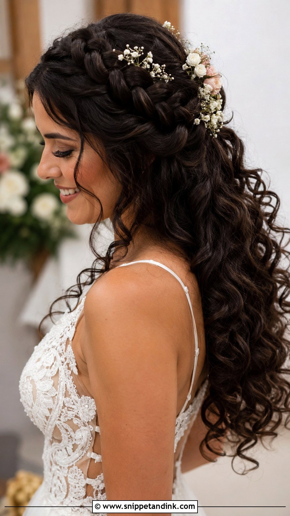 Curly Braided Crown Wedding Hairstyle - Snippet and Ink - 20 Naturally Curly Hairstyles for Wedding