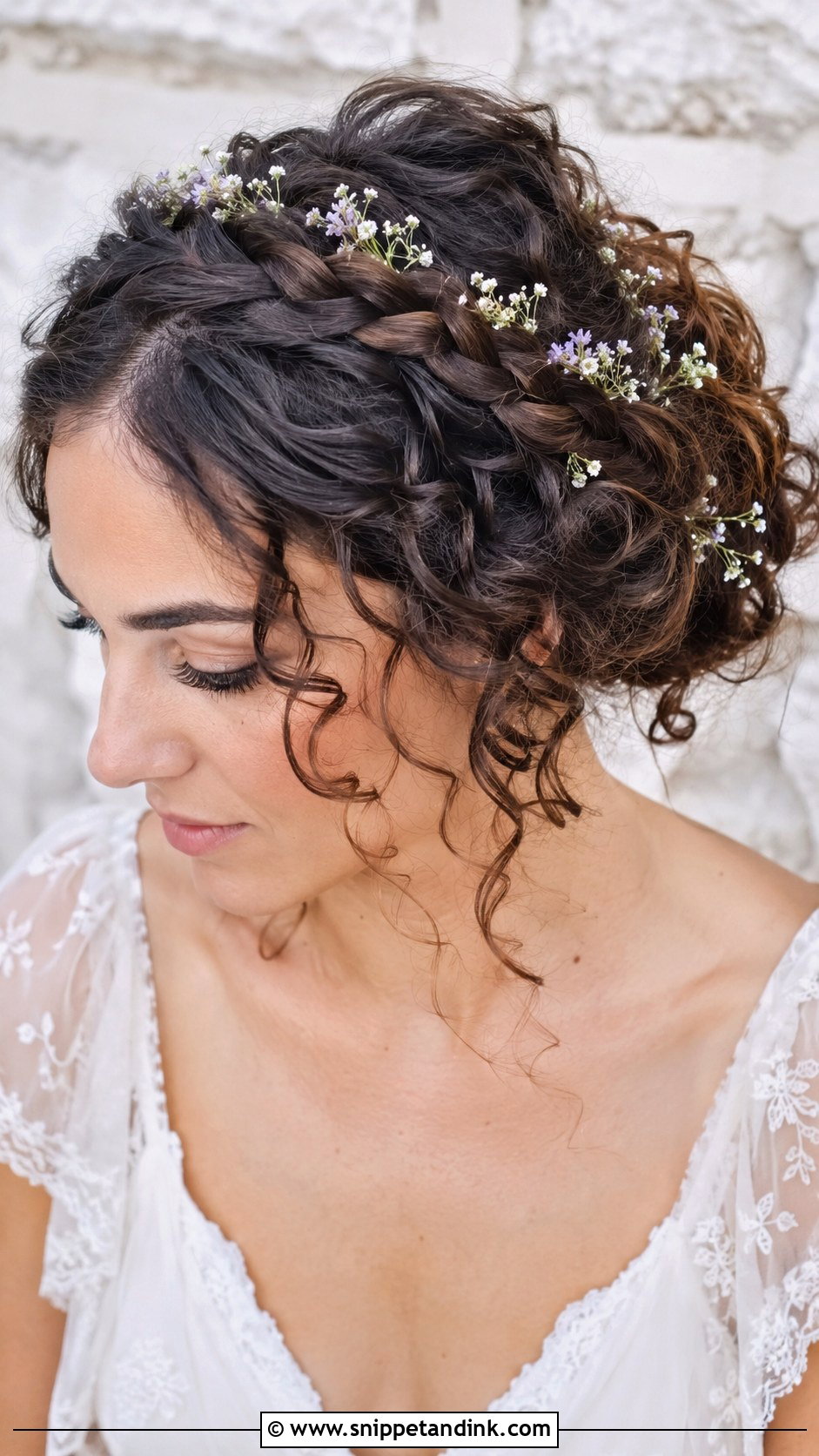 Curly Braided Crown Wedding Hairstyle - Snippet and Ink - 20 Simple Curly Wedding Hairstyles