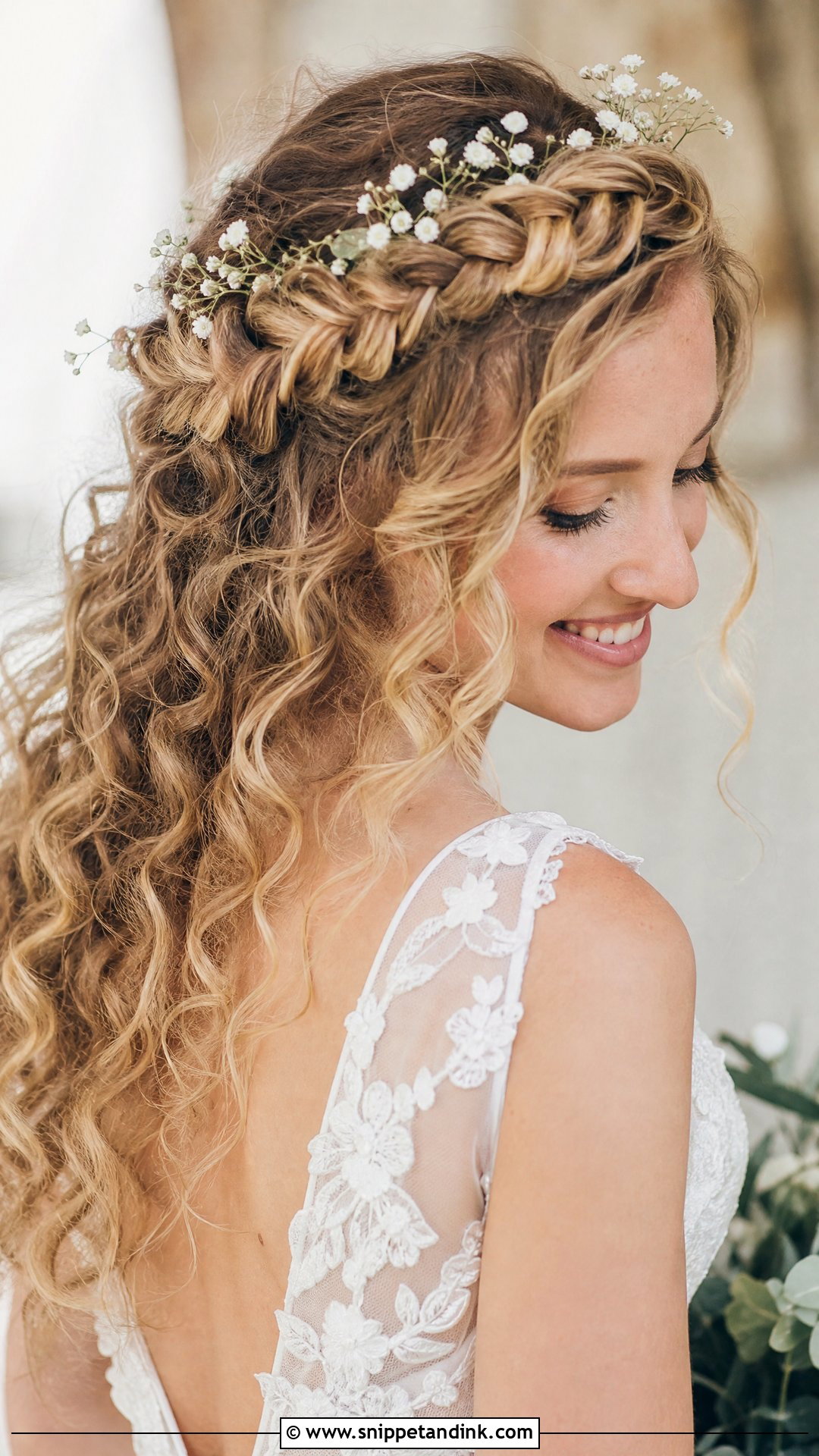 Curly Braided Crown Wedding Hairstyle - Snippet and Ink - 15 Curly Hair Wedding Hairstyle Ideas