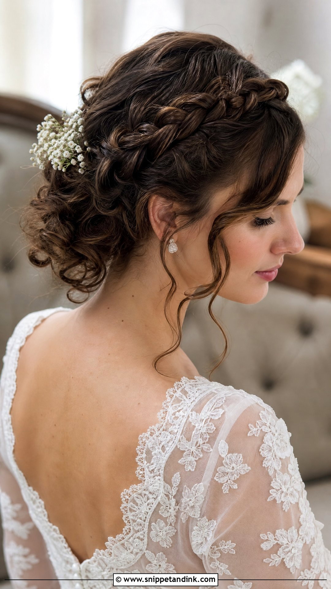 Curly Braided Crown Wedding Updo - Snippet and Ink - 20 Long Curly Hair Wedding Styles