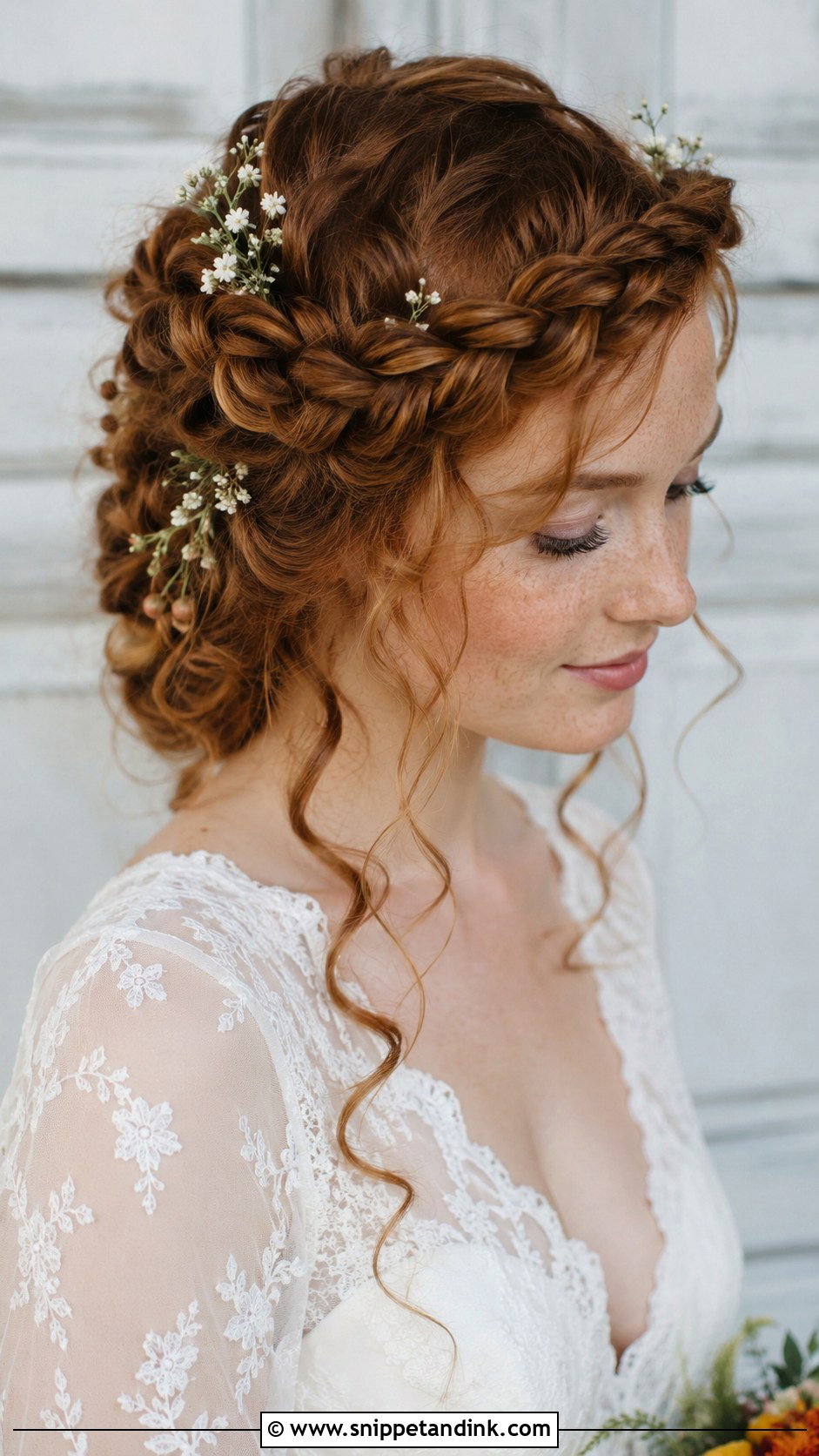 Curly Braided Crown - Snippet and Ink - 25 Curly Bride Hairstyles